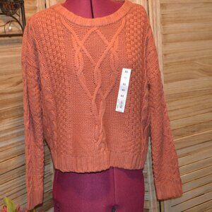 NWT Mudd XS Rust Cropped L/S Sweater